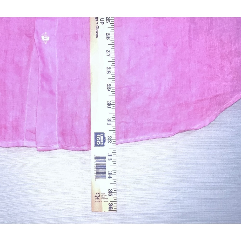 120 lLno shirt Men's XL Long Sleeve Button‎ up Pink Linen Pocket 100% Linen - Picture 10 of 16